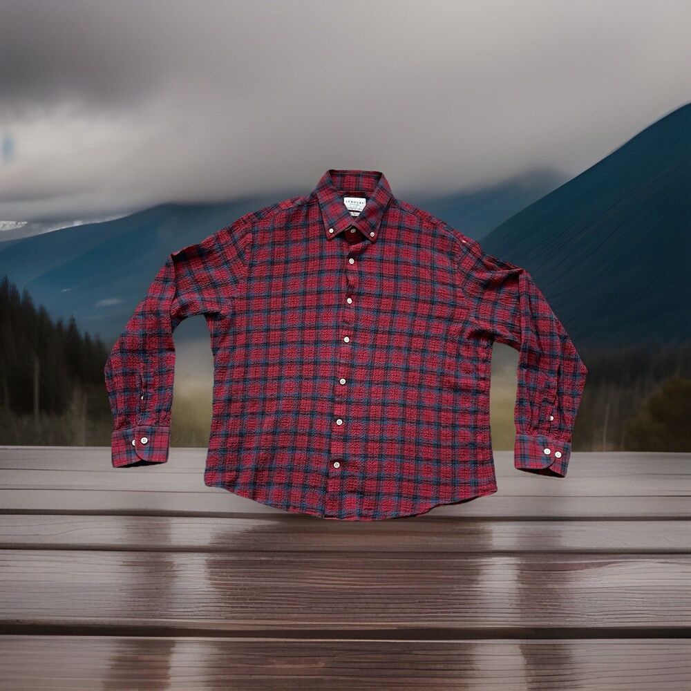 Ledbury Shirtmakers Reserve Collection Men's Classic Fit 17.5 XL Red Plaid